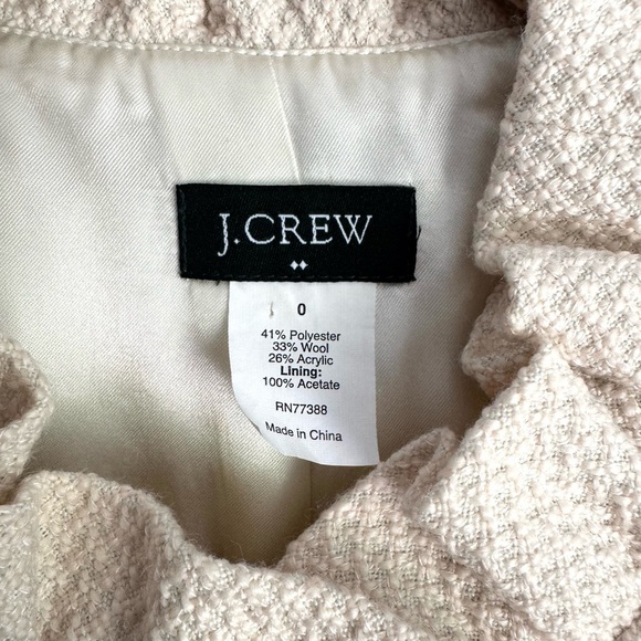Vintage J. Crew Cropped Jacket Textured Wool Cream Ruffle Feminine Size 0 - Picture 5 of 5